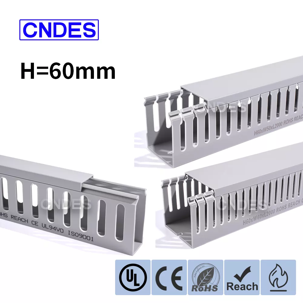 Висина 60 мм Сиви ПВЦ канал за ожичење са прорезима